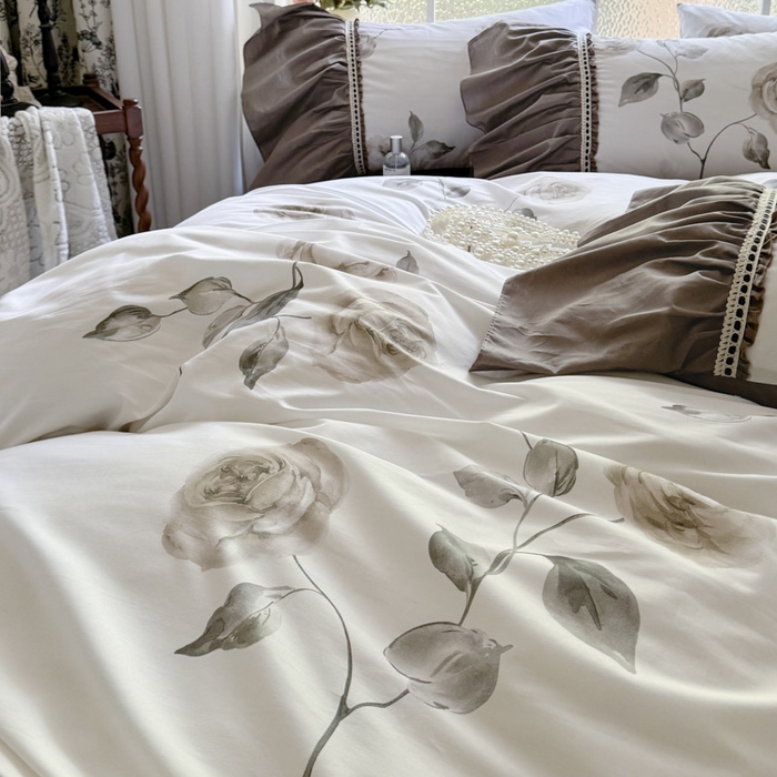 91家纺网 家纺一手货源 找家纺 （总）亲亲公主 2025新款全棉法式宽花边四件套-午后佳人