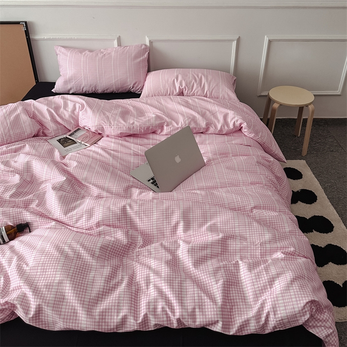 91家纺网 家纺一手货源 找家纺 柚可家居 2025新款全棉四件套-声语 声语（枕套格子一对）