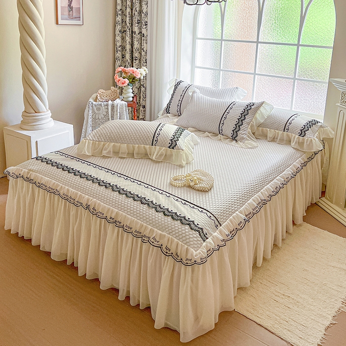 91家纺网 家纺一手货源 找家纺 网红馆（ck家纺） 2025新款凉豆豆床裙款凉席三件套-露茜公主 露茜公主-灰