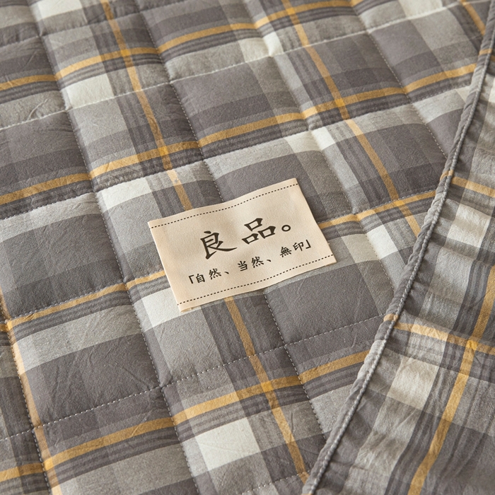 91家纺网 家纺一手货源 找家纺 伊人坊 2025新款A类全棉色织水洗棉大豆夹棉床笠 森屿 雾灰