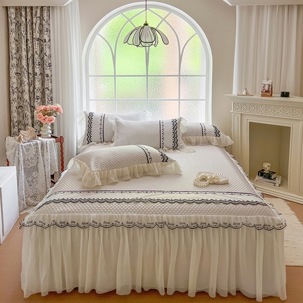 91家纺网 家纺一手货源 找家纺 （总）网红馆（ck家纺） 2025新款凉豆豆床裙款凉席三件套-露茜公主