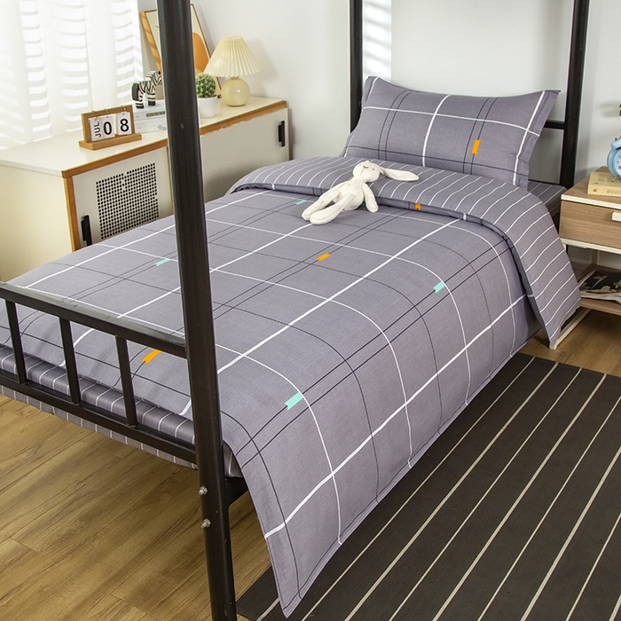 91家纺网 家纺一手货源 找家纺 乐旗 2025新款全棉12868学生宿舍三件套纯棉六件套装 青春格调