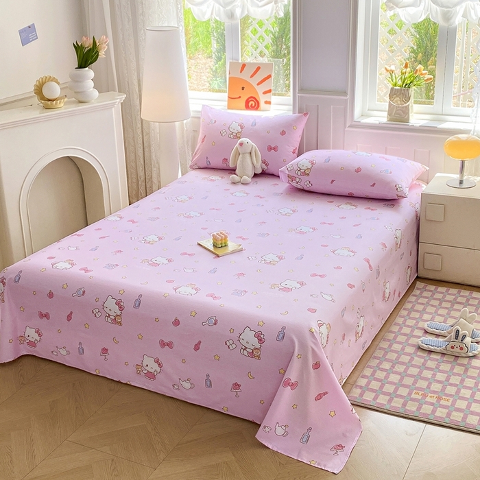 91家纺网 家纺一手货源 找家纺 爱丽丝 2025新款正版授权三丽鸥全棉单床单 美美凯蒂