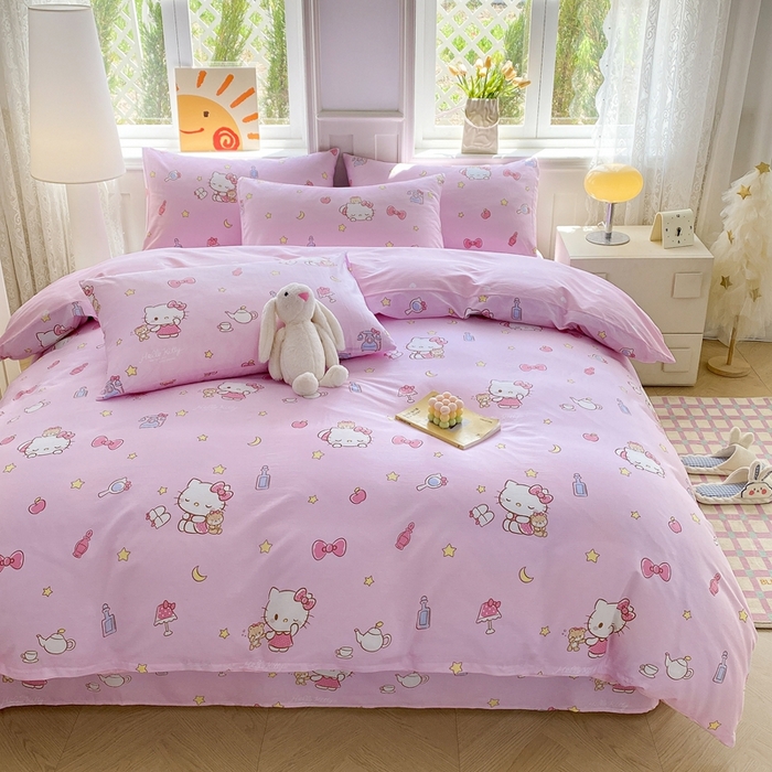 91家纺网 家纺一手货源 找家纺 爱丽丝 2025新款正版授权三丽鸥全棉40支13372单被套 美美凯蒂