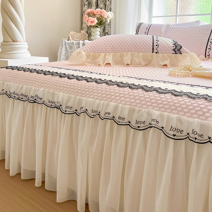 91家纺网 家纺一手货源 找家纺 网红馆（ck家纺） 2025新款凉豆豆床裙款凉席三件套-露茜公主 露茜公主-粉