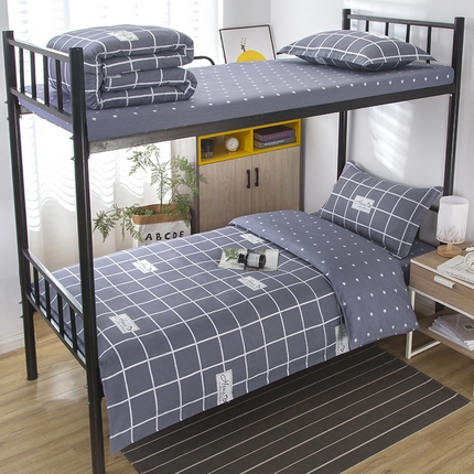 乐旗 2025新款全棉12868学生宿舍三件套纯棉六件套装 绅士风范-灰