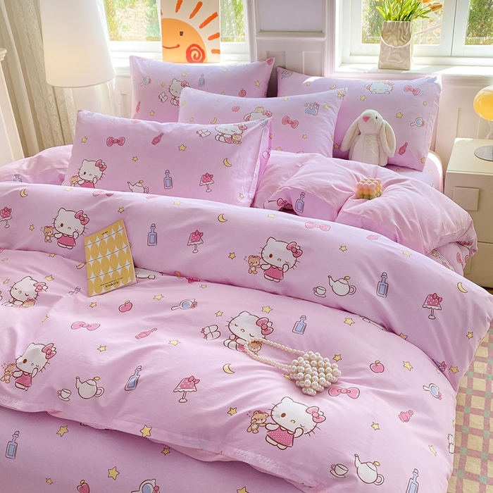 91家纺网 家纺一手货源 找家纺 爱丽丝 2025新款正版授权三丽鸥全棉40支13372单被套 美美凯蒂