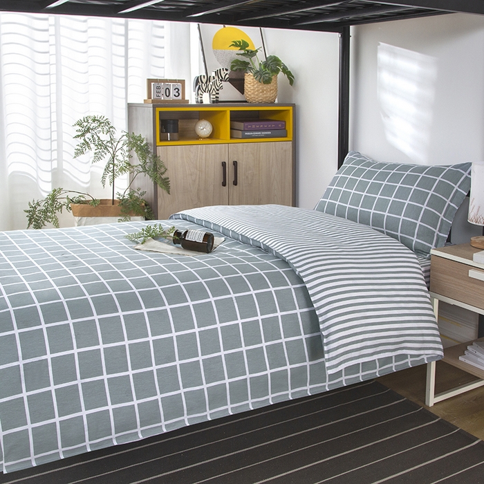 91家纺网 家纺一手货源 找家纺 乐旗 2025新款全棉12868学生宿舍三件套纯棉六件套装 无印优品