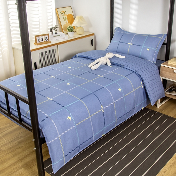 91家纺网 家纺一手货源 找家纺 乐旗 2025新款全棉12868学生宿舍三件套纯棉六件套装 时尚潮流