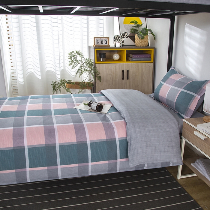 91家纺网 家纺一手货源 找家纺 乐旗 2025新款全棉12868学生宿舍三件套纯棉六件套装 格兰特