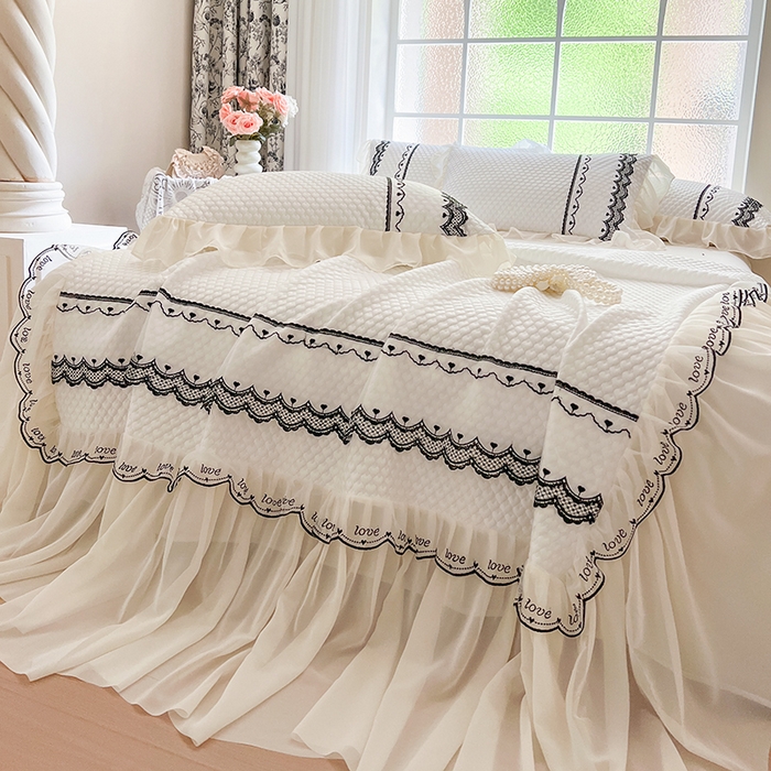 91家纺网 家纺一手货源 找家纺 网红馆（ck家纺） 2025新款凉豆豆床裙款凉席三件套-露茜公主 露茜公主-白