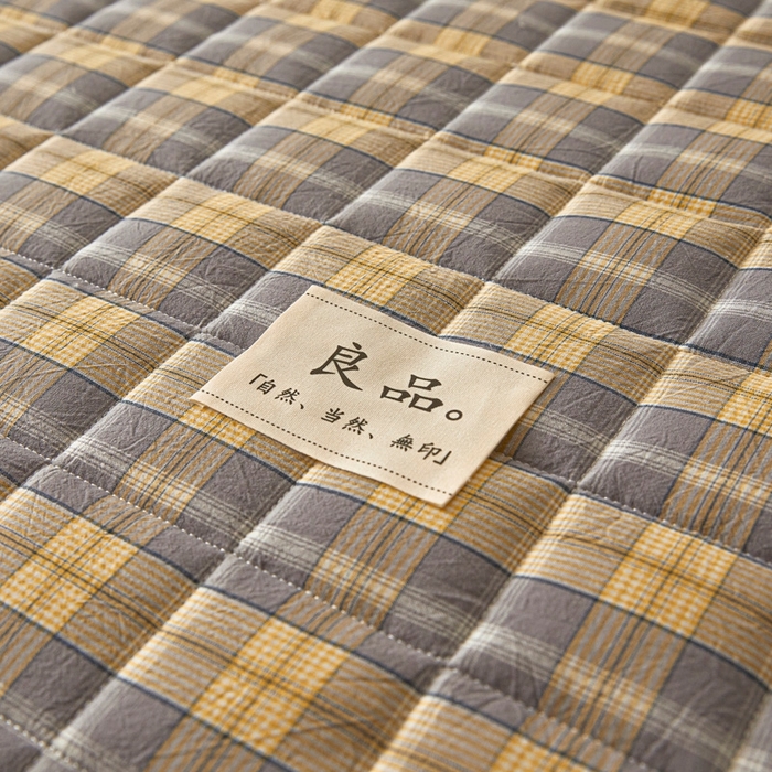 91家纺网 家纺一手货源 找家纺 伊人坊 2025新款A类全棉色织水洗棉大豆夹棉床笠 森屿 咖黄