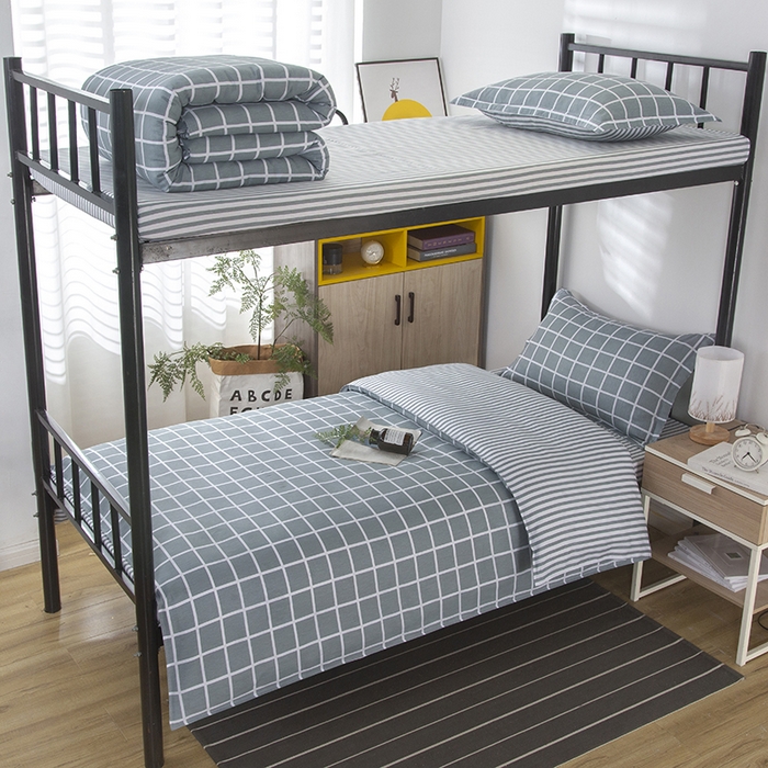 91家纺网 家纺一手货源 找家纺 乐旗 2025新款全棉12868学生宿舍三件套纯棉六件套装 无印优品