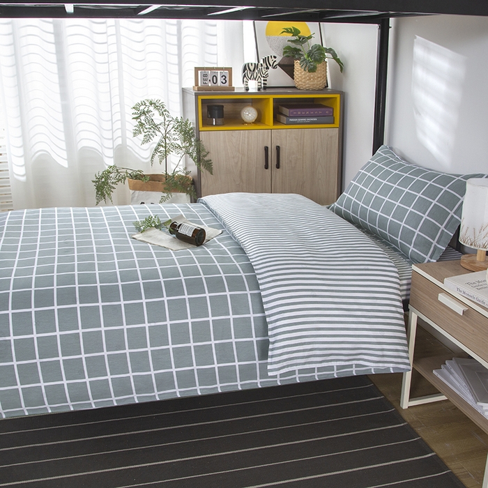 91家纺网 家纺一手货源 找家纺 乐旗 2025新款全棉12868学生宿舍三件套纯棉六件套装 无印优品