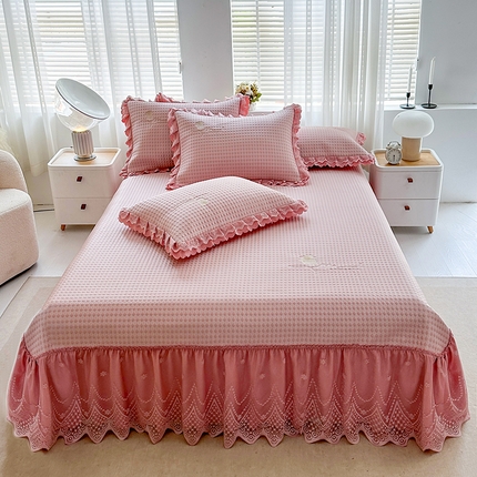 91家纺网 家纺一手货源 找家纺 （总）代芙家纺 2025新款PE凉感软凉席床裙款三件套控价238