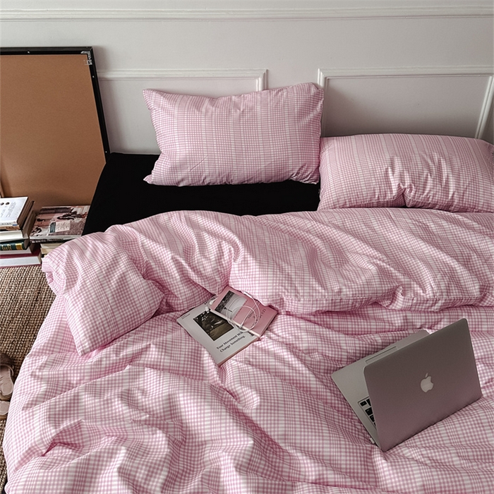 91家纺网 家纺一手货源 找家纺 柚可家居 2025新款全棉四件套-声语 声语（枕套格子一对）