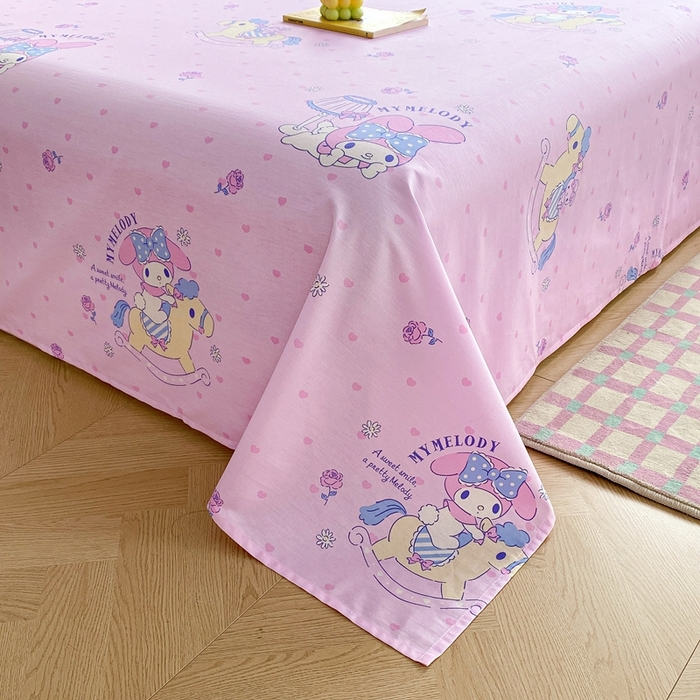 91家纺网 家纺一手货源 找家纺 爱丽丝 2025新款正版授权三丽鸥全棉单床单 木马美乐蒂