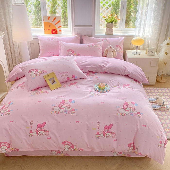 91家纺网 家纺一手货源 找家纺 爱丽丝 2025新款正版授权三丽鸥全棉四件套 童趣美乐蒂