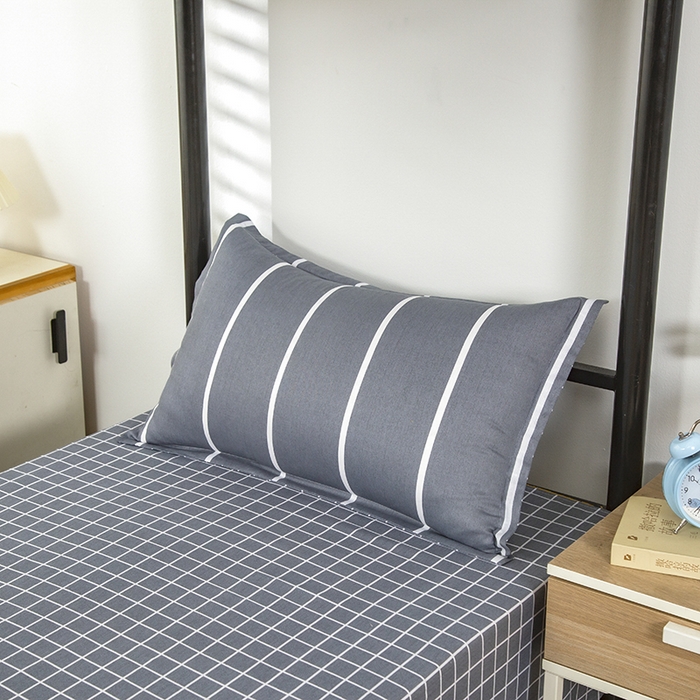 91家纺网 家纺一手货源 找家纺 乐旗 2025新款全棉12868学生宿舍三件套纯棉六件套装 格调人生-灰