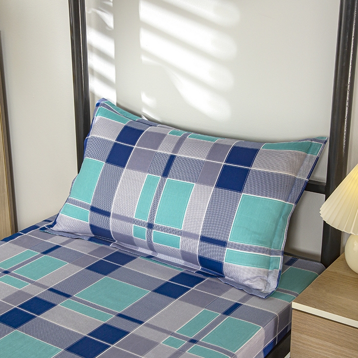 91家纺网 家纺一手货源 找家纺 乐旗 2025新款全棉12868学生宿舍三件套纯棉六件套装 学生格