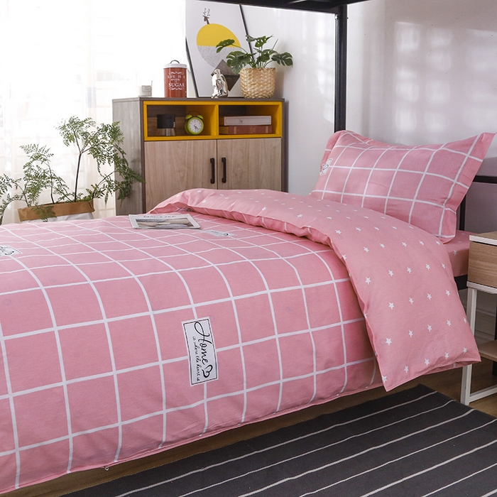 91家纺网 家纺一手货源 找家纺 乐旗 2025新款全棉12868学生宿舍三件套纯棉六件套装 绅士风范-粉