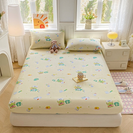 91家纺网 家纺一手货源 找家纺 爱丽丝 2025新款正版授权三丽鸥全棉单床笠 萌萌大眼蛙