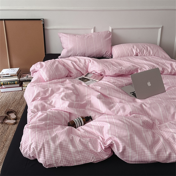 91家纺网 家纺一手货源 找家纺 柚可家居 2025新款全棉四件套-声语 声语（枕套格子一对）