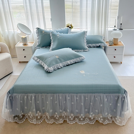 91家纺网 家纺一手货源 找家纺 （总）代芙家纺 2025新款PE凉感软凉席床裙款三件套控价238