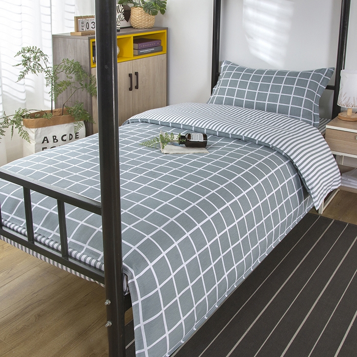 91家纺网 家纺一手货源 找家纺 乐旗 2025新款全棉12868学生宿舍三件套纯棉六件套装 无印优品