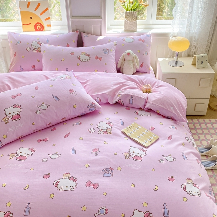 91家纺网 家纺一手货源 找家纺 爱丽丝 2025新款正版授权三丽鸥全棉40支13372单被套 美美凯蒂