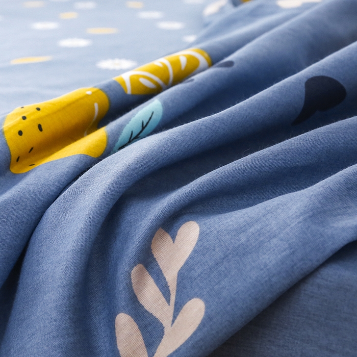 91家纺网 家纺一手货源 找家纺 乐旗 2025新款全棉12868学生宿舍三件套纯棉六件套装 夏日柠檬