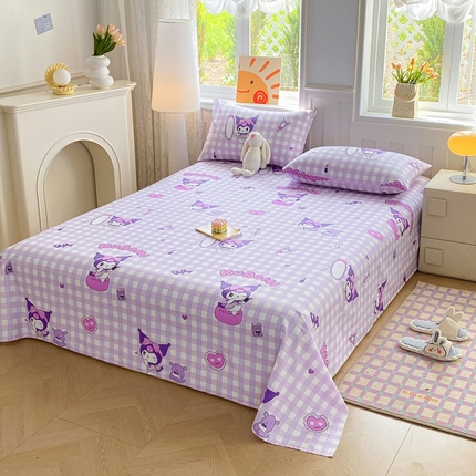 爱丽丝 2025新款正版授权三丽鸥全棉单床单 格子库洛米