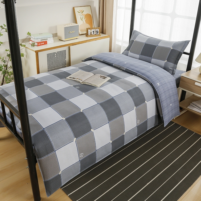 91家纺网 家纺一手货源 找家纺 乐旗 2025新款全棉12868学生宿舍三件套纯棉六件套装 思维空间