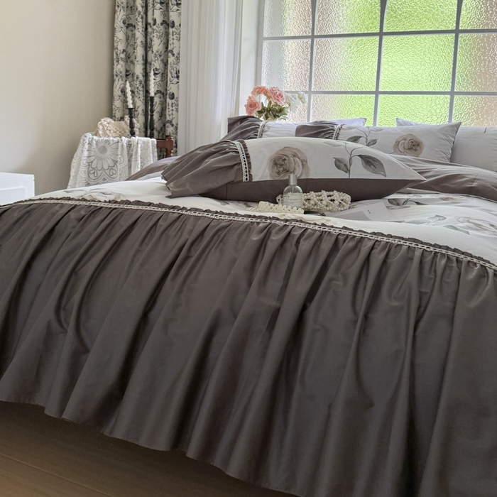 91家纺网 家纺一手货源 找家纺 （总）亲亲公主 2025新款全棉法式宽花边四件套-午后佳人