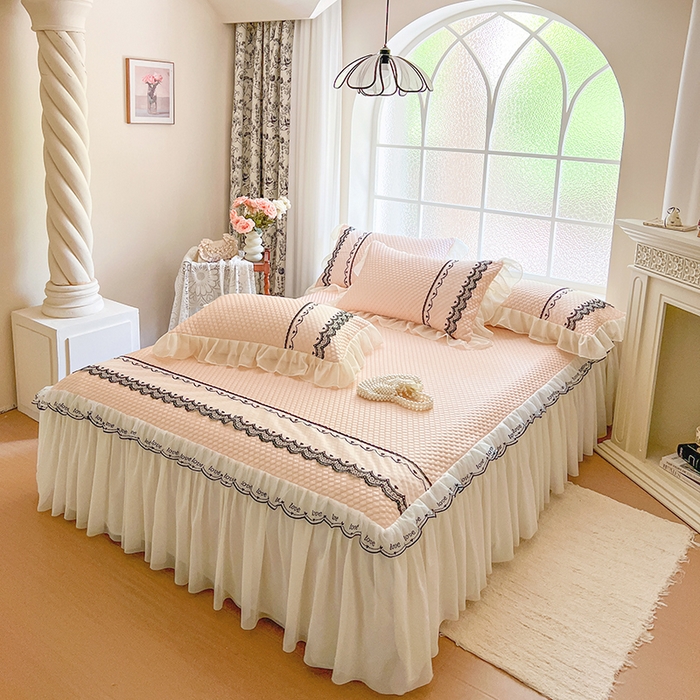 91家纺网 家纺一手货源 找家纺 网红馆（ck家纺） 2025新款凉豆豆床裙款凉席三件套-露茜公主 露茜公主-玉