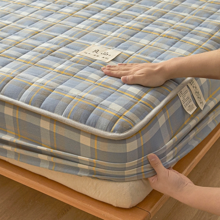 91家纺网 家纺一手货源 找家纺 （总）伊人坊 2025新款A类全棉色织水洗棉大豆夹棉床笠