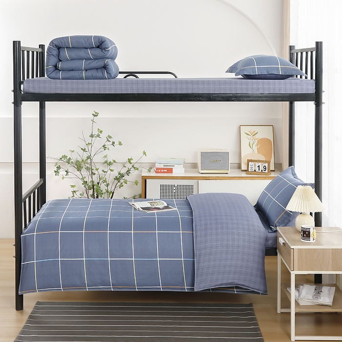 91家纺网 家纺一手货源 找家纺 乐旗 2025新款全棉12868学生宿舍三件套纯棉六件套装 时尚格