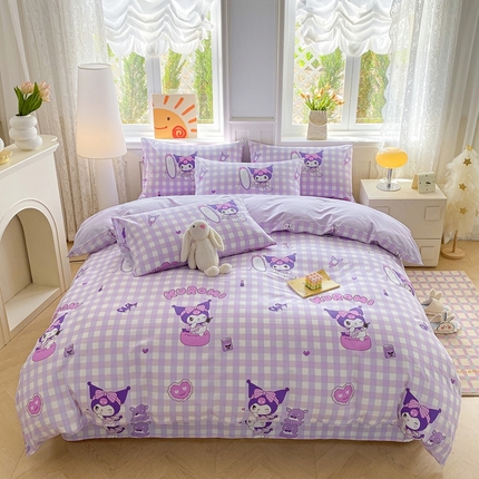 爱丽丝 2025新款正版授权三丽鸥全棉40支13372单被套 格子库洛米