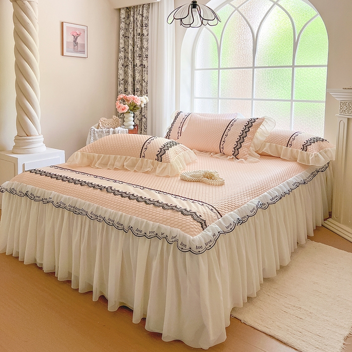 91家纺网 家纺一手货源 找家纺 网红馆（ck家纺） 2025新款凉豆豆床裙款凉席三件套-露茜公主 露茜公主-玉