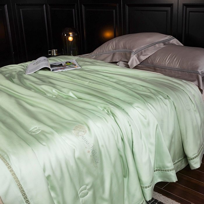 91家纺网 家纺一手货源 找家纺 被靠被 2025新款可水洗蚕丝夏被-莱德 莱德-水绿