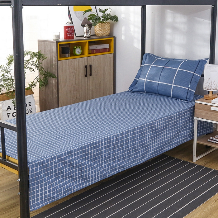 91家纺网 家纺一手货源 找家纺 乐旗 2025新款全棉12868学生宿舍三件套纯棉六件套装 夜华-蓝