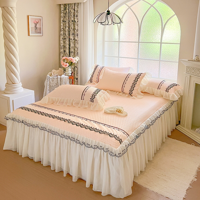 91家纺网 家纺一手货源 找家纺 网红馆（ck家纺） 2025新款凉豆豆床裙款凉席三件套-露茜公主 露茜公主-玉