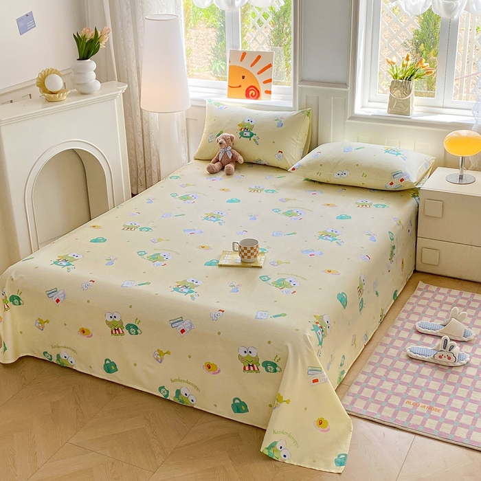 91家纺网 家纺一手货源 找家纺 爱丽丝 2025新款正版授权三丽鸥全棉单床单 萌萌大眼蛙