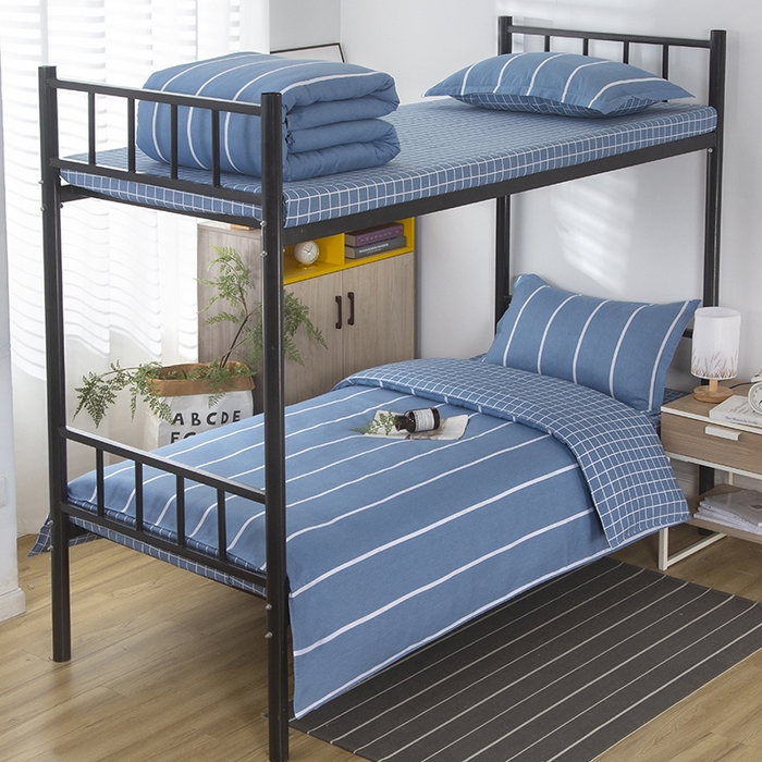 91家纺网 家纺一手货源 找家纺 乐旗 2025新款全棉12868学生宿舍三件套纯棉六件套装 格调人生-蓝