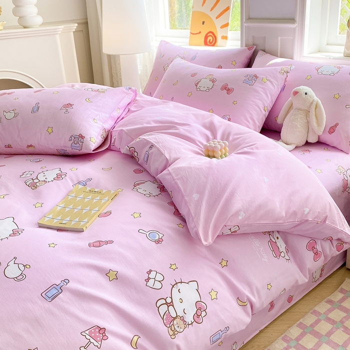 91家纺网 家纺一手货源 找家纺 爱丽丝 2025新款正版授权三丽鸥全棉40支13372单被套 美美凯蒂