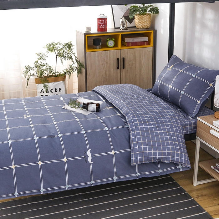 91家纺网 家纺一手货源 找家纺 乐旗 2025新款全棉12868学生宿舍三件套纯棉六件套装 时尚先生