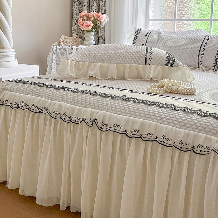 91家纺网 家纺一手货源 找家纺 网红馆（ck家纺） 2025新款凉豆豆床裙款凉席三件套-露茜公主 露茜公主-灰