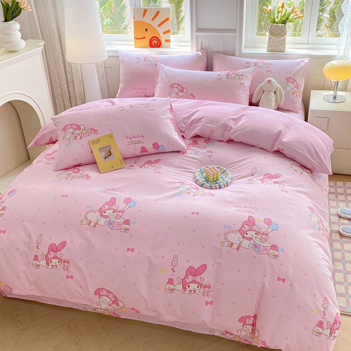 91家纺网 家纺一手货源 找家纺 爱丽丝 2025新款正版授权三丽鸥全棉四件套 童趣美乐蒂