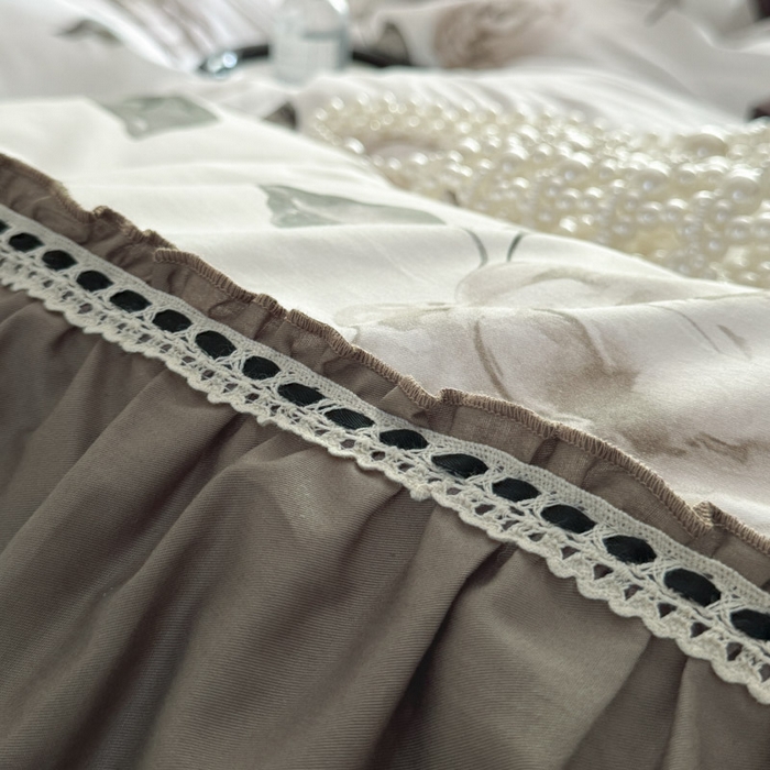 91家纺网 家纺一手货源 找家纺 （总）亲亲公主 2025新款全棉法式宽花边四件套-午后佳人