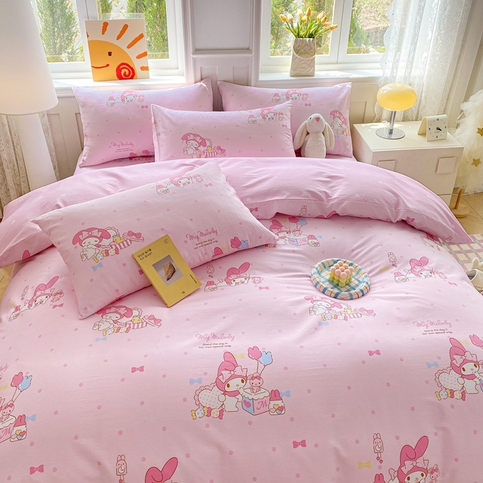 91家纺网 家纺一手货源 找家纺 爱丽丝 2025新款正版授权三丽鸥全棉40支13372单被套 童趣美乐蒂